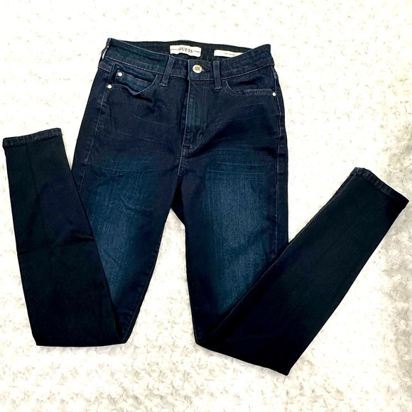 GUESS 1981 Womens Skinny Dark Blue Jeans - Picture 1 of 10
